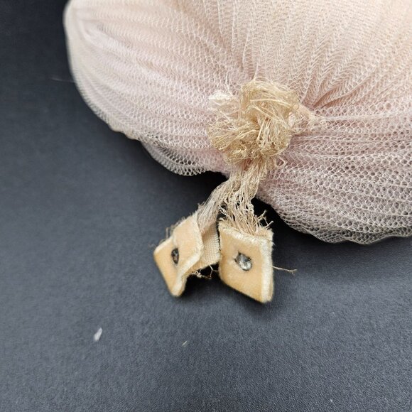 Vintage Pale Pink Mesh Hair Snood With Velvet Accents & Beaded Embellishment For - Picture 3 of 5